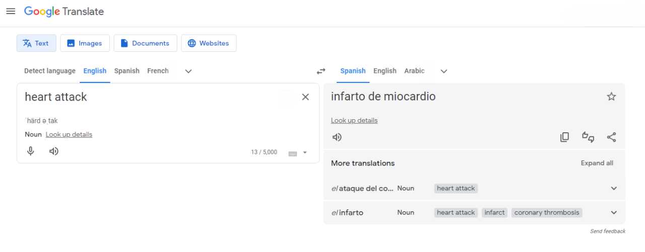 google translate free online tool for medical terminology translation 